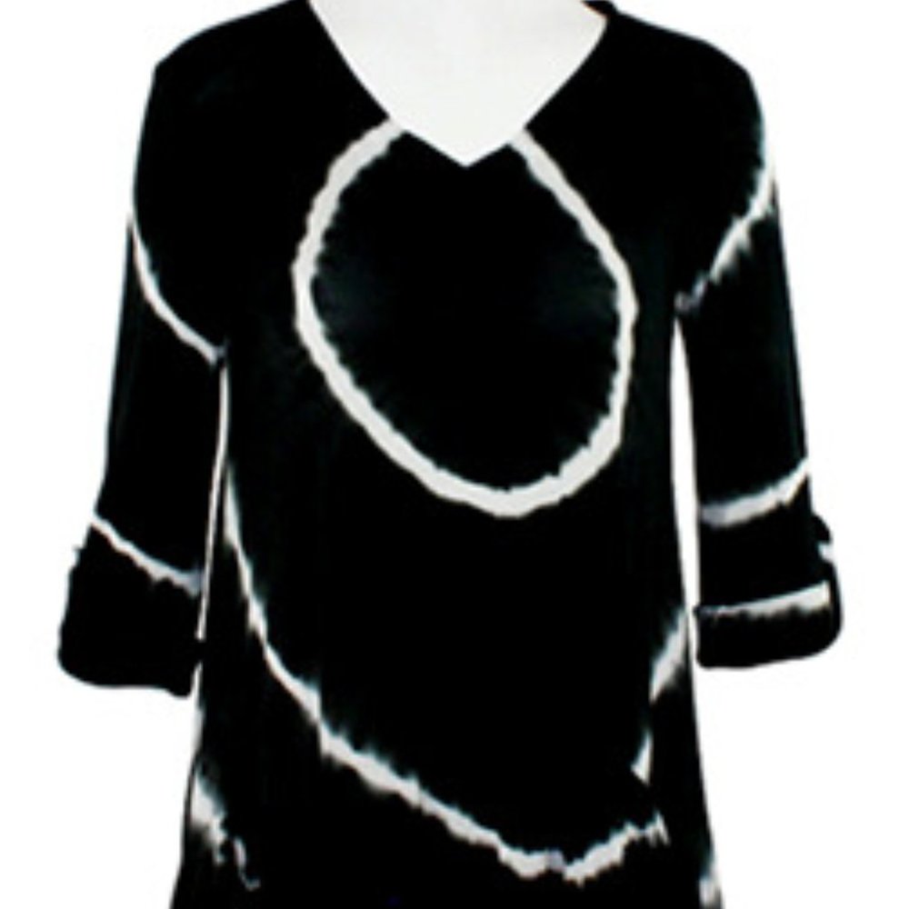 V-Neck, Shark Bite Hem with Front Pockets Tunic Top